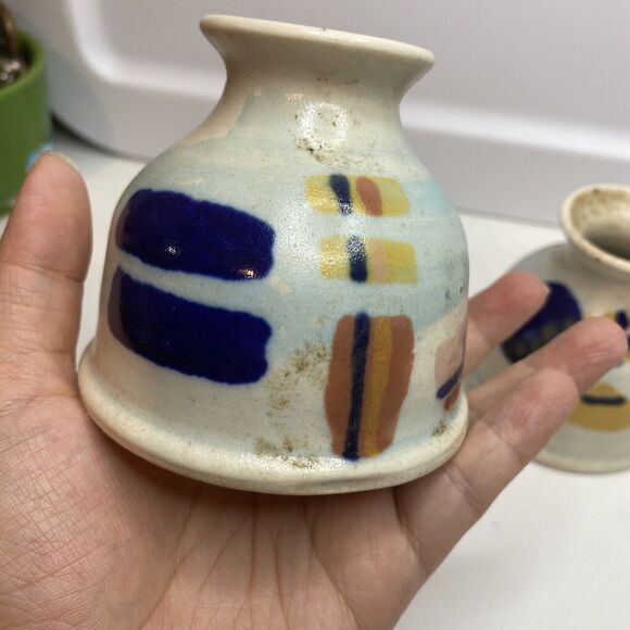 Ann McNulty Enniskillen Irish Studio Pottery Vase Graphic Pastel Abstract Modern - Picture 4 of 13